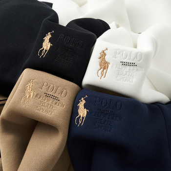 Muška debela izvezeni majica s okruglim izrezom, dugi rukav, pamuk 51/49 smjesa