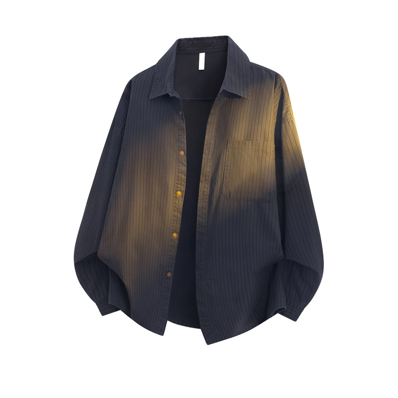 Košulа — Amerikanski retro stil, prugasti, dugi rukavi, široki kroj, 96% pamuk