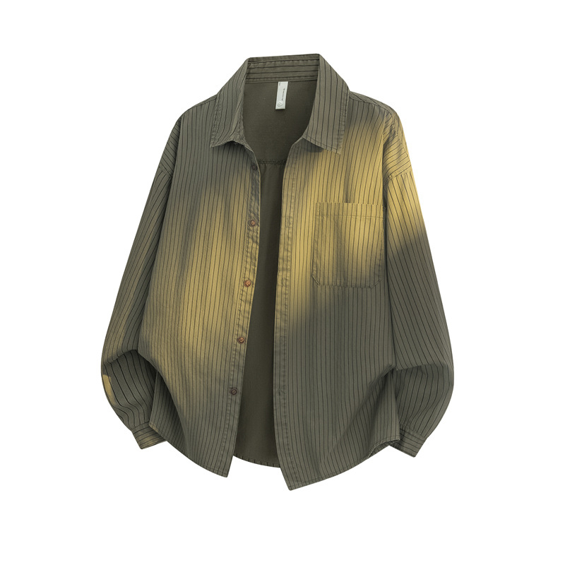 Košulа — Amerikanski retro stil, prugasti, dugi rukavi, široki kroj, 96% pamuk