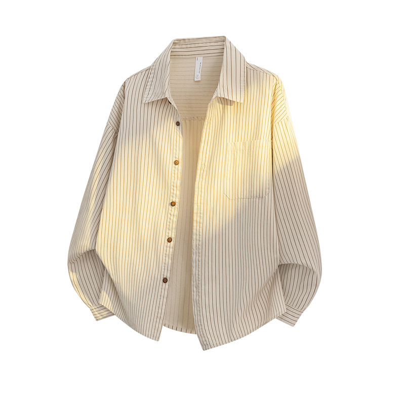 Košulа — Amerikanski retro stil, prugasti, dugi rukavi, široki kroj, 96% pamuk