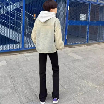 Meeste teksad: kõrge vöökoht, fleece vooder, denim kangas, hip-hop sirge lõige