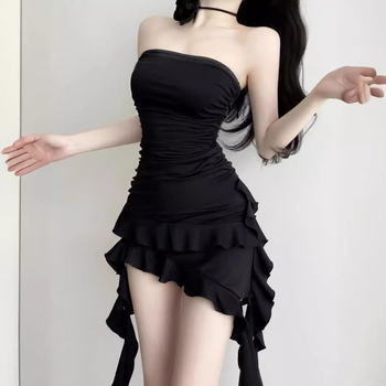 Haljina s jednim ramenom, bez rukava, bodycon kroj, poliester materijal, srednji struk