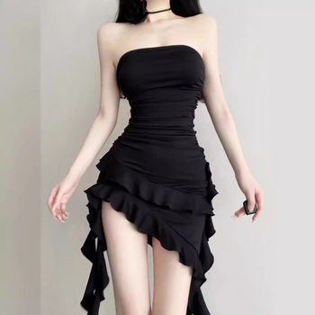 Haljina s jednim ramenom, bez rukava, bodycon kroj, poliester materijal, srednji struk