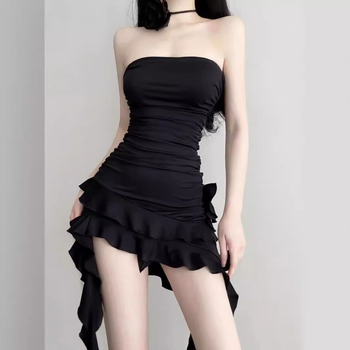 Haljina s jednim ramenom, bez rukava, bodycon kroj, poliester materijal, srednji struk