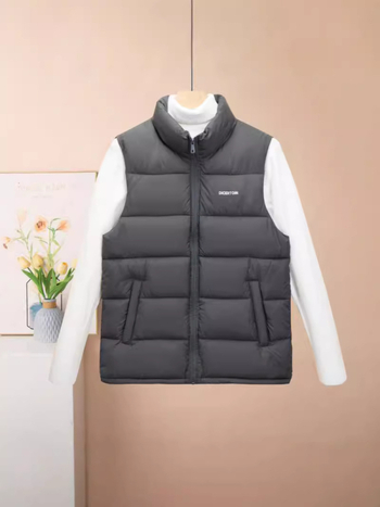 Pánska vesta z bambusového vlákna, výplň z polyestru, voľný strih, jednofarebný vzor