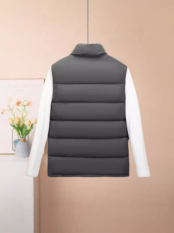 Pánska vesta z bambusového vlákna, výplň z polyestru, voľný strih, jednofarebný vzor