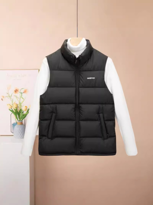 Pánska vesta z bambusového vlákna, výplň z polyestru, voľný strih, jednofarebný vzor