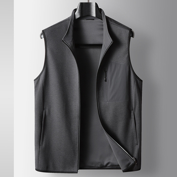 Pánska pracovná vesta z vlneného úpletu, zips, bez rukávov, bočné vrecká, na jar a jeseň