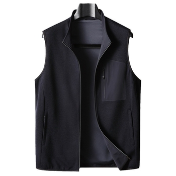 Pánska pracovná vesta z vlneného úpletu, zips, bez rukávov, bočné vrecká, na jar a jeseň