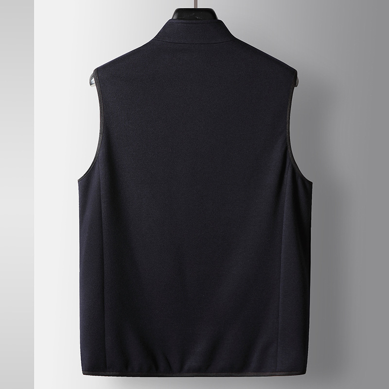 Pánska pracovná vesta z vlneného úpletu, zips, bez rukávov, bočné vrecká, na jar a jeseň