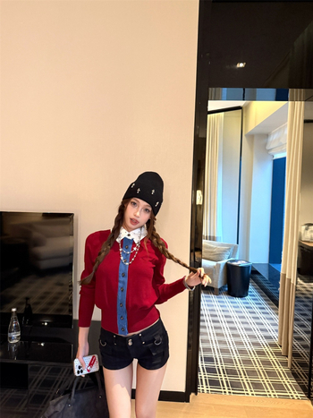 Kootud kardigan (kitsas lõige, polokraag, printsessvarrukaga, pikad varrukad, tavalise pikkusega)