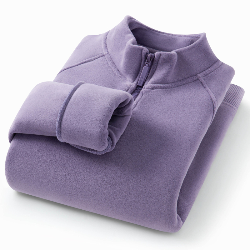 Ženski pulover Velvet Fleece s polovičnim zatvaračem i stojećim ovratnikom, debela fleece podstava, opušteni kroj