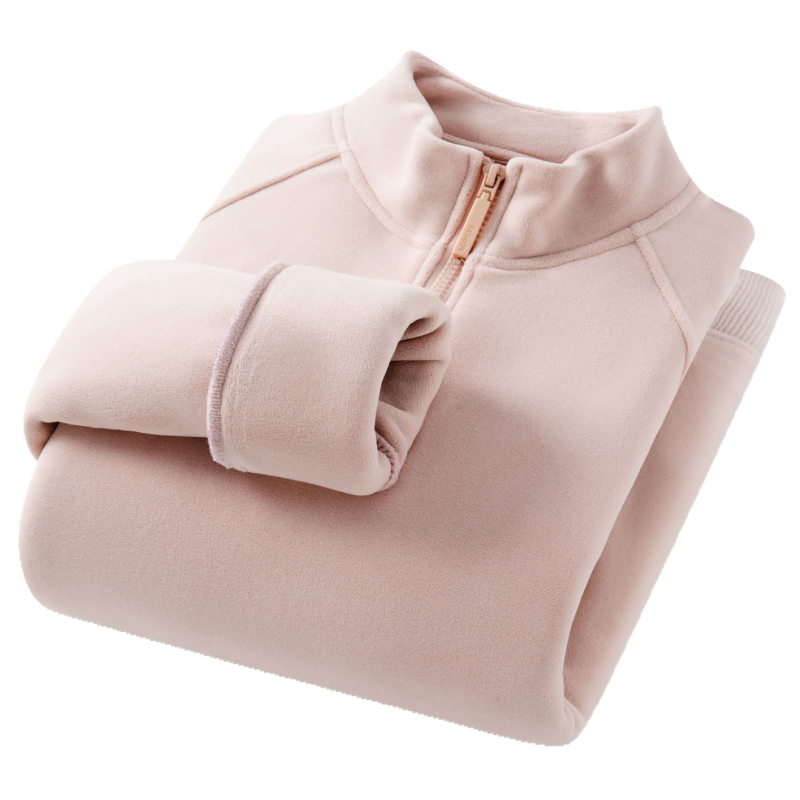 Ženski pulover Velvet Fleece s polovičnim zatvaračem i stojećim ovratnikom, debela fleece podstava, opušteni kroj