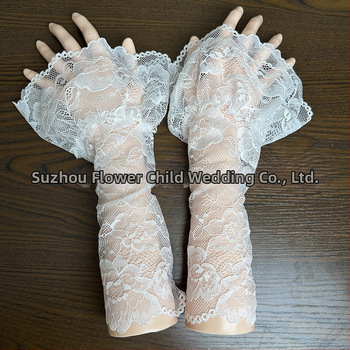 Svadobné krajkové rukavice, krátky strih, vlnené, elegantné pre svadobné fotenie