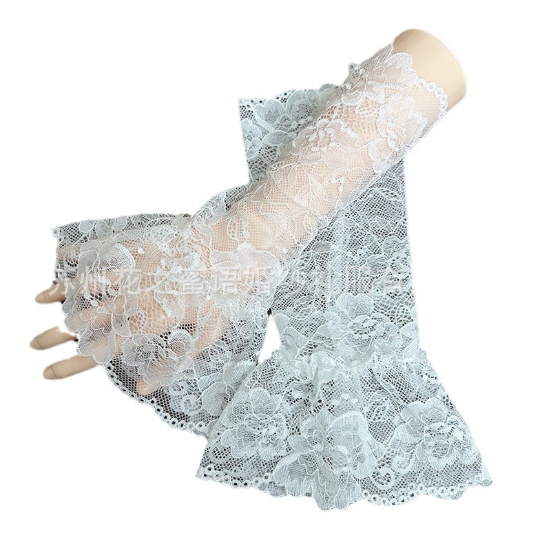 Svadobné krajkové rukavice, krátky strih, vlnené, elegantné pre svadobné fotenie