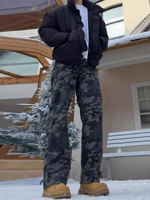 Pánske džínsy s rovným strihom, bavlna, fleecová podšívka, zips