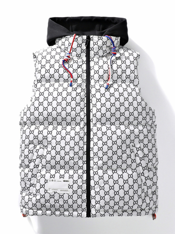 Zimná vesta s kapucňou, bez rukávov, stojací golier, zips, hrubý polyestrový materiál