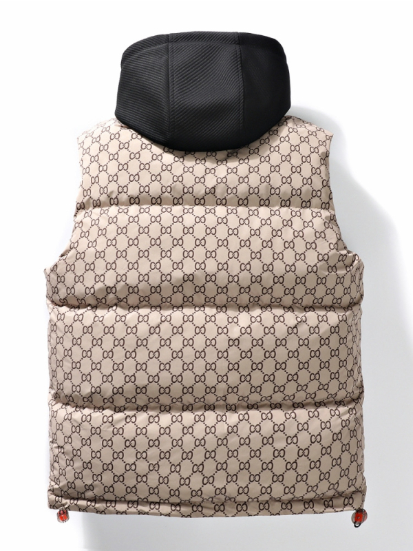 Zimná vesta s kapucňou, bez rukávov, stojací golier, zips, hrubý polyestrový materiál