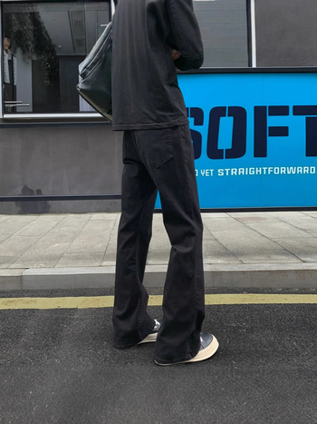 Мъжки дънки, памучен деним, свободна кройка, среден талия, копче за закопчаване, средна еластичност