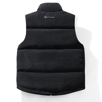 Pánska kordurová bavlnená vesta bez rukávov - voľný strih, hrubý materiál, 3D patch vrecká, polyesterové podšitie