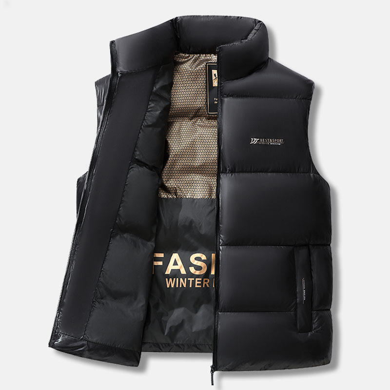 Pánska vesta bez rukávov, Kórejský štýl, úzky strih, hlavný materiál Nylon/Poliamid, výplň Poliester, podšívka Poliester