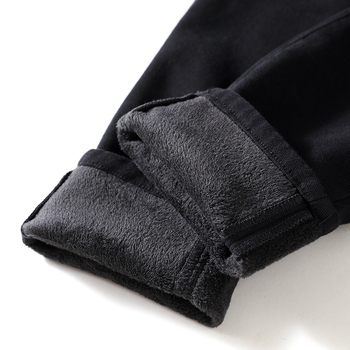 Jeansi denim bărbați, căptușiți cu fleece pentru iarnă, croială dreaptă, talie medie, fermoar, stil coreean, 98% bumbac