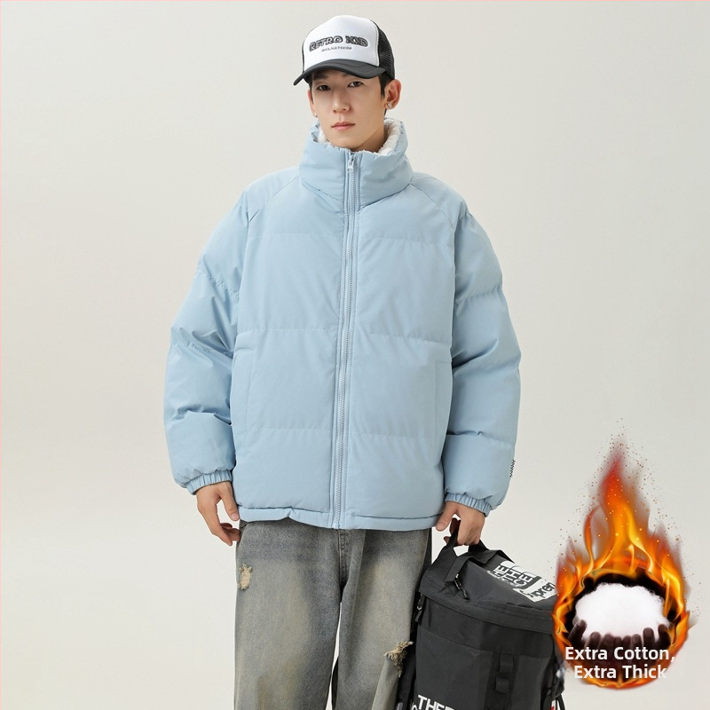 Unisex paltas su poliesterio–medvilnės užpildo, Korėjos stiliaus kardiganas, laisvas kirpimas, užtrauktukas, stovima kakla, vienoda spalva, šiltas žiemai, pamušalas poliesteris