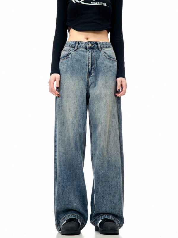 Traperice - visoki struk, ravne nogavice, oprani denim, 91,8% pamuka, svakodnevna upotreba