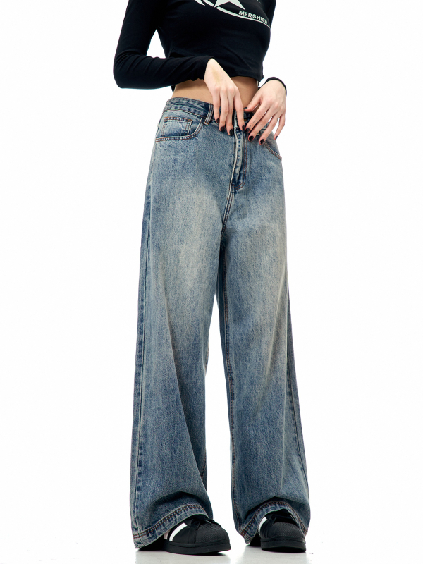 Traperice - visoki struk, ravne nogavice, oprani denim, 91,8% pamuka, svakodnevna upotreba