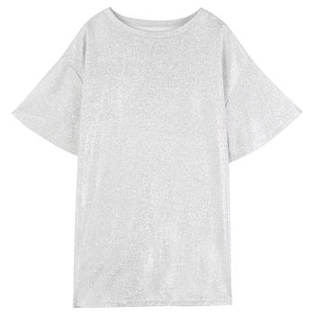 Ženski T-shirt slobodnog kroja srednje duljine, kratkih rukava, okrugli izrez