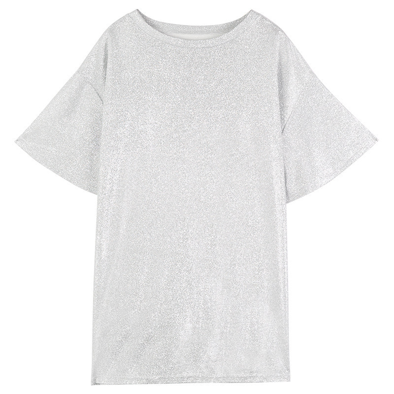Ženski T-shirt slobodnog kroja srednje duljine, kratkih rukava, okrugli izrez