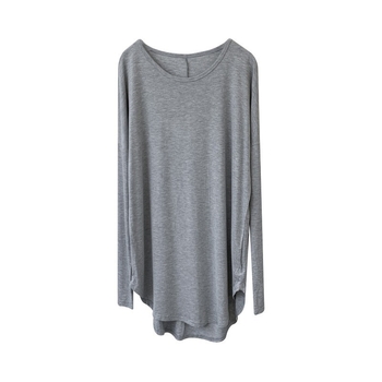 Rochie T‑shirt pentru femei cu mâneci lungi, din bumbac (95%+), guler rotund, lungime medie