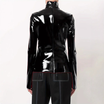 Dámsky pulóver s lesklým povrchom, umelá srsť, vysoký golier, Slim Fit, mestský štýl