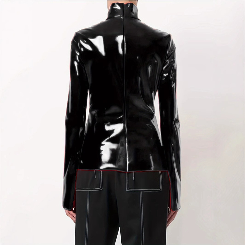 Dámsky pulóver s lesklým povrchom, umelá srsť, vysoký golier, Slim Fit, mestský štýl