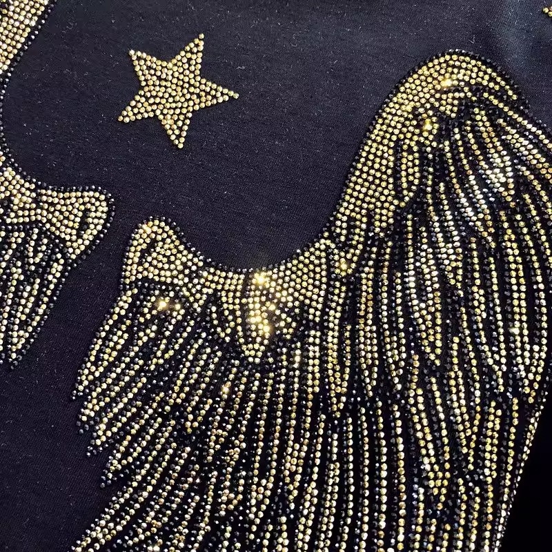 Μπλουζάκι T από βαμβάκι, κοντομάνικη, στρογγυλός λαιμός, φαρδιά γραμμή, εκτύπωση και βαφή