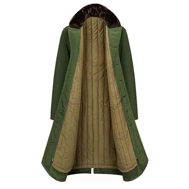 Dlhý kabát, kórejská verzia, voľný strih, corduroy látka, hlavná tkanina: ľan, obsah < 10%