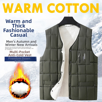 Pánska vesta s výplňou z polyesteru a bavlny, s kapucňou, V-krk, dvojité zapínanie, pruhovaný vzor, hrubá zimná casual