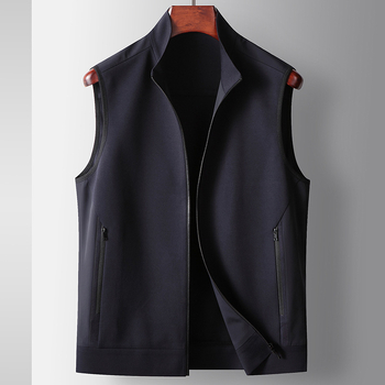 Vīriešu bez piedurknēm darba veste ar augstu apkakli, rāvējslēdzēja aizdare, neilona maisījuma audums