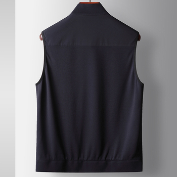 Vīriešu bez piedurknēm darba veste ar augstu apkakli, rāvējslēdzēja aizdare, neilona maisījuma audums