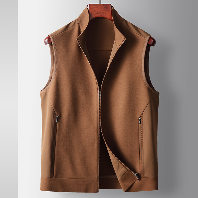 Vīriešu bez piedurknēm darba veste ar augstu apkakli, rāvējslēdzēja aizdare, neilona maisījuma audums