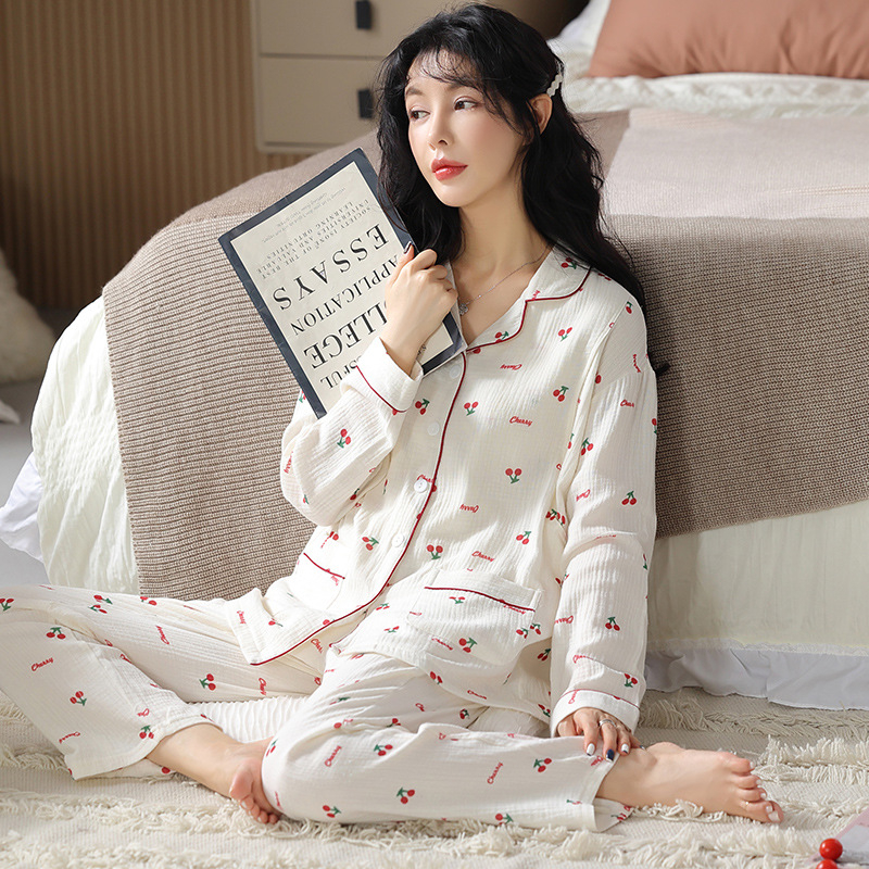 Tehotenský pyžamový set na dojčenie – kardigán s otvoreným predným dielom, 100% bavlna, nastaviteľná pása, dlhé rukávy a dlhé nohavice