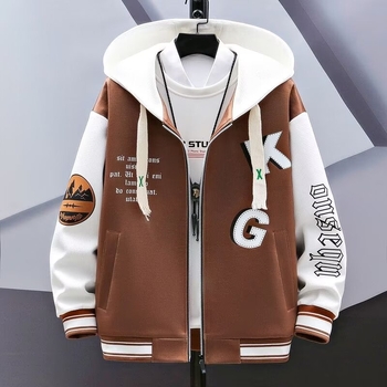 Ζακέτα με κουκούλα για εφήβους - στυλ ιαπωνικού φρέσκου, καρντγκαν; πολυεστέρας 95% (μίξη ινών συνθετικών), ελεύθερη γραμμή, φερμουάρ