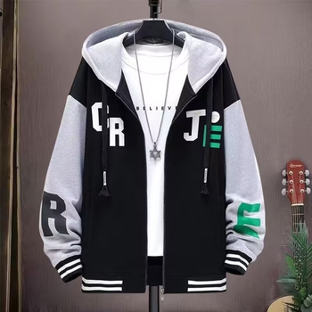 Ζακέτα με κουκούλα για εφήβους - στυλ ιαπωνικού φρέσκου, καρντγκαν; πολυεστέρας 95% (μίξη ινών συνθετικών), ελεύθερη γραμμή, φερμουάρ