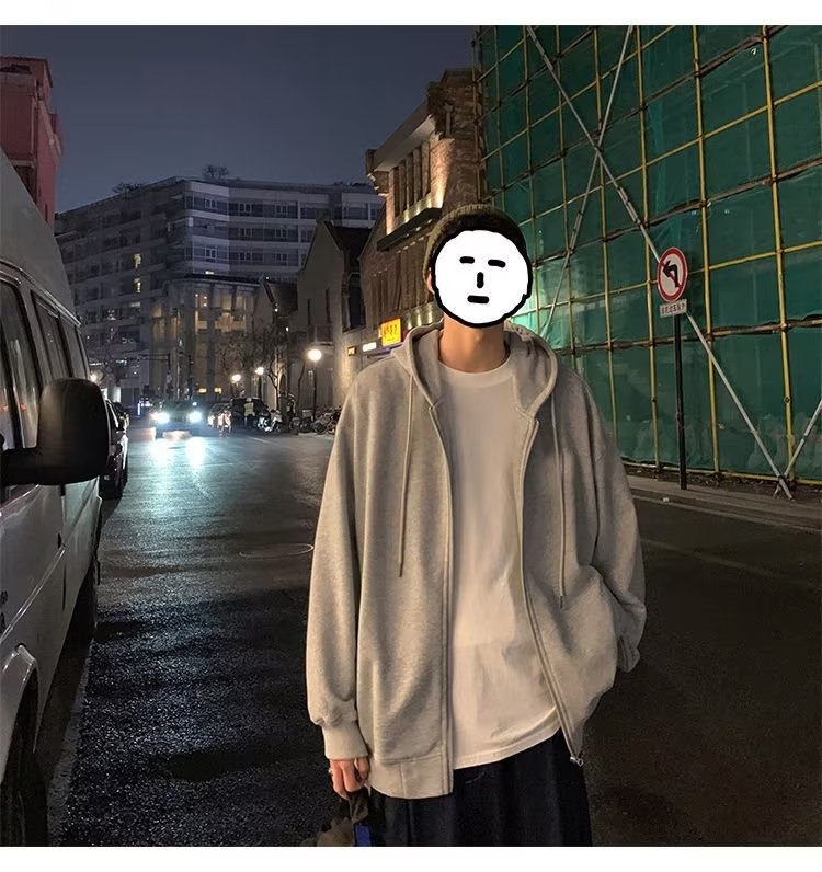 Ζακέτα με κουκούλα για εφήβους - στυλ ιαπωνικού φρέσκου, καρντγκαν; πολυεστέρας 95% (μίξη ινών συνθετικών), ελεύθερη γραμμή, φερμουάρ