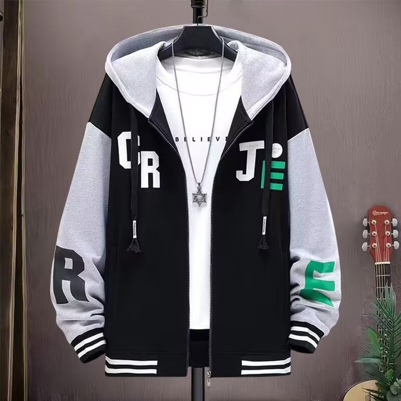 Ζακέτα με κουκούλα για εφήβους - στυλ ιαπωνικού φρέσκου, καρντγκαν; πολυεστέρας 95% (μίξη ινών συνθετικών), ελεύθερη γραμμή, φερμουάρ