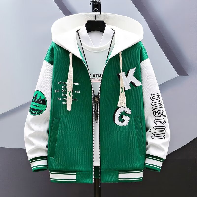 Ζακέτα με κουκούλα για εφήβους - στυλ ιαπωνικού φρέσκου, καρντγκαν; πολυεστέρας 95% (μίξη ινών συνθετικών), ελεύθερη γραμμή, φερμουάρ