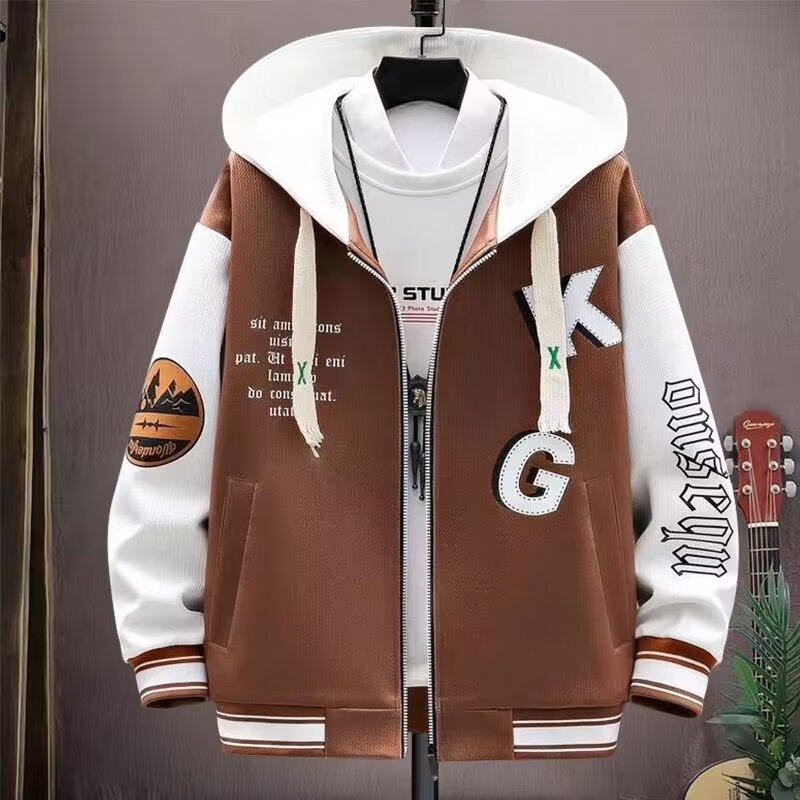 Ζακέτα με κουκούλα για εφήβους - στυλ ιαπωνικού φρέσκου, καρντγκαν; πολυεστέρας 95% (μίξη ινών συνθετικών), ελεύθερη γραμμή, φερμουάρ