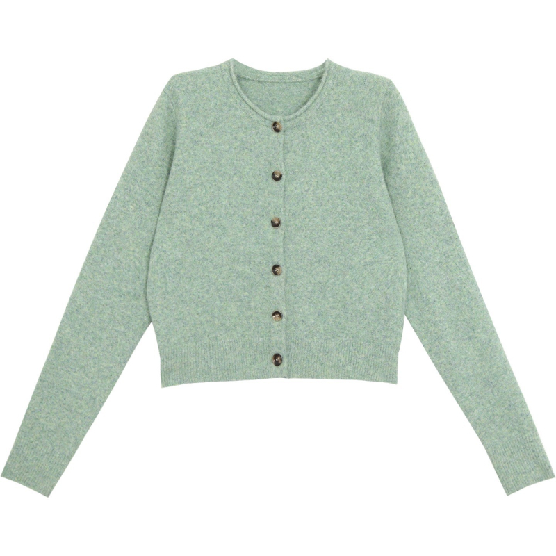 Dámsky kardigan v kórejskom štýle, akrylová pletenina, okrúhly výstrih, dlhé rukávy, patchwork detail