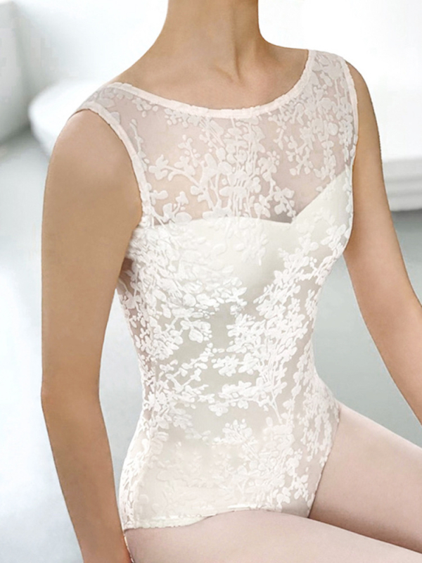 Salopetă de balet cu model floral, material din amestec de nylon și căptușeală din poliester, pentru dansatoare adulte