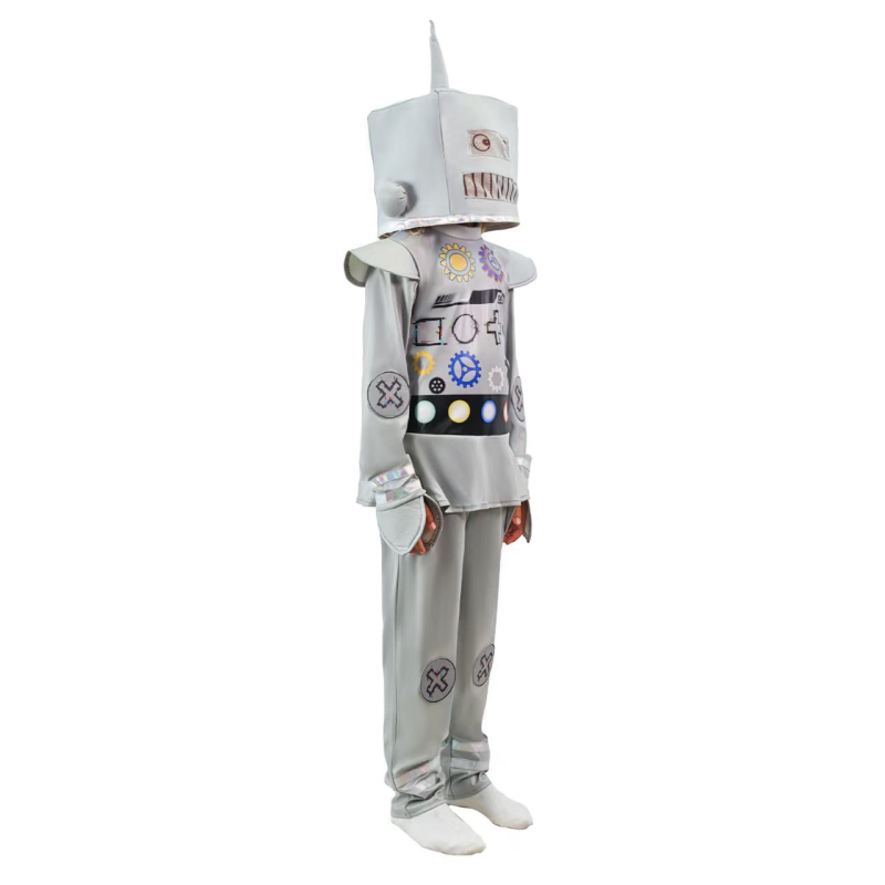 Detský cosplay kostým robota na školské vystúpenia, kreslený štýl, 100% polyester, vhodný pre deti 8+ rokov (140 cm+), na všetky ročné obdobia, uvedenie jar 2025